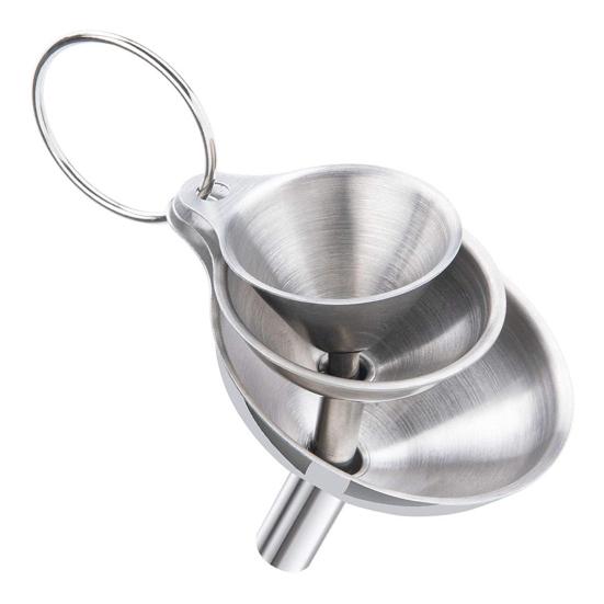 Stainless Steel Kitchen Funnels Set Food Grade Powder Transfer Funnel for Filling Bottles Cooking Oil Pouring Tool for Spices Salt Herbs