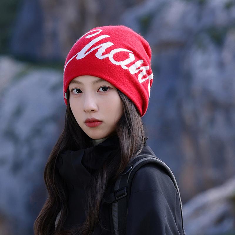 Autumn Winter Hat Women's Knitted Letter Wool Hat Warm Ear Protection Hat