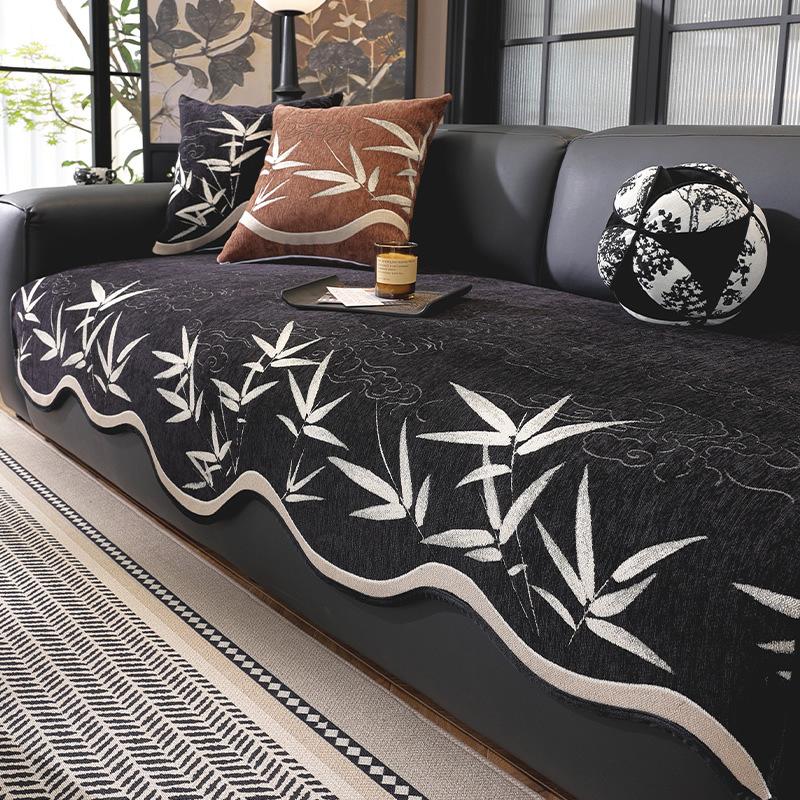 

New Chinese Antique Bamboo Leaf Sofa Cushion Special-Shaped Advanced Non-Slip Four-Season Universal Straight-Row Sofa Cover 70*70cm