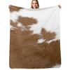 Cow Hide Brown White Throw Blanket Fluffy Cozy Throw Blanket for Home Decor