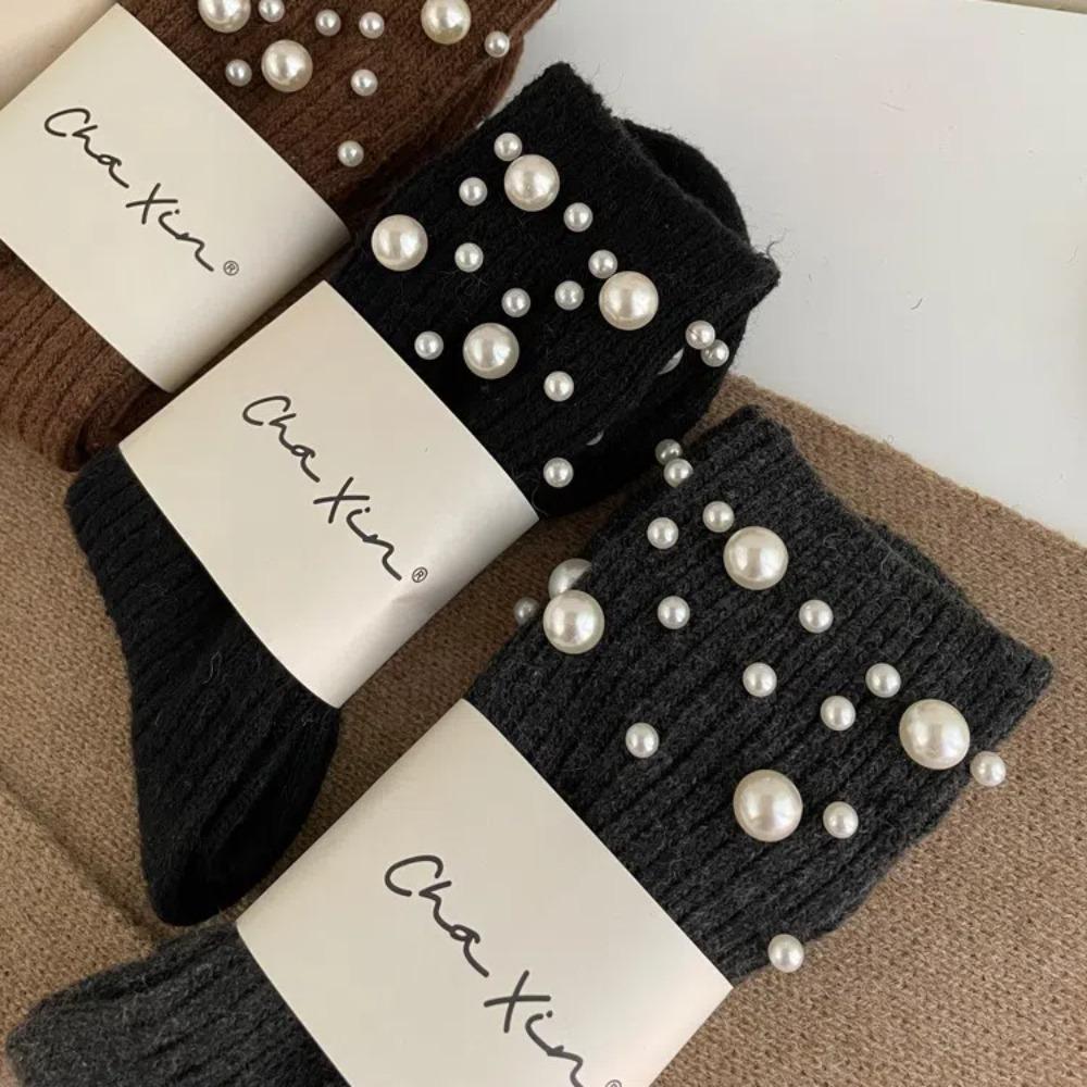 Solid Color Mid-Tube Socks Thicken Women Socks New Warm Socks  Winter