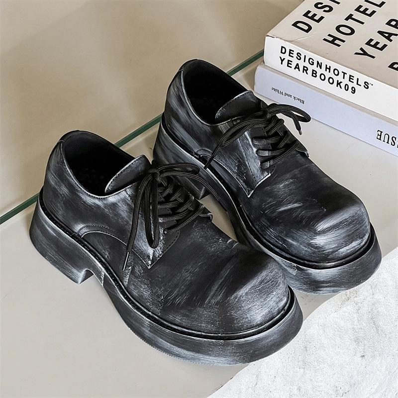 Derby Shoes Men's Shoes Big Head Leather Shoes Summer Breathable Versatile Single Shoes Loafers Trendy Laces 9522-H