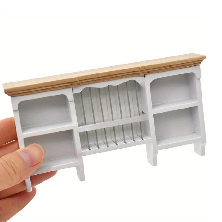 Wooden Doll House Kitchen Wall Mount Cabinet Model Figurine Storage Solution For Kids Craft Model Project Scene Display
