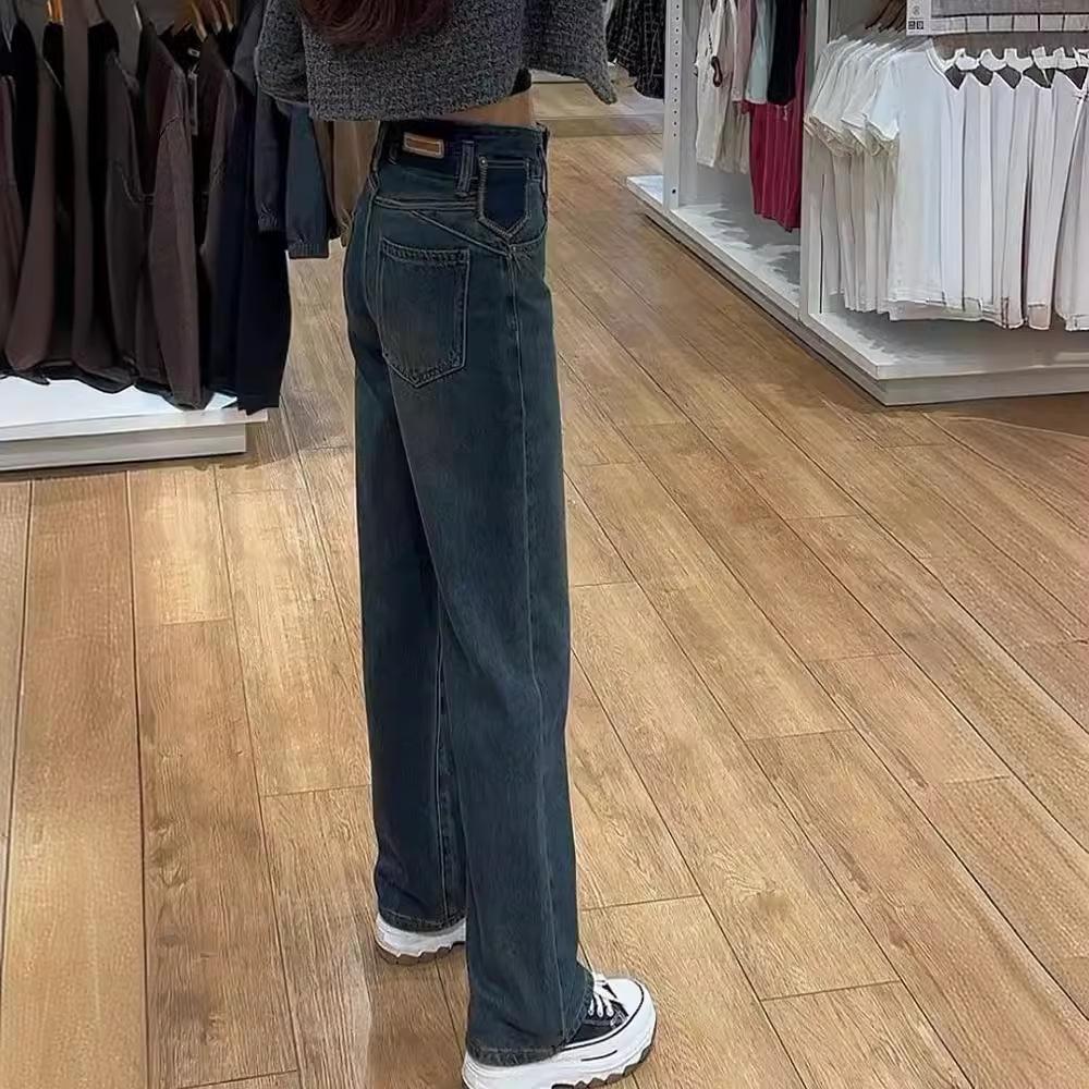 

Джинсы с высокой посадкой и широкими штанинами для женщин Весенне-летние Новые Свободные Ретро Для Невысоких Стройнящие Прямые Узкие 3XL