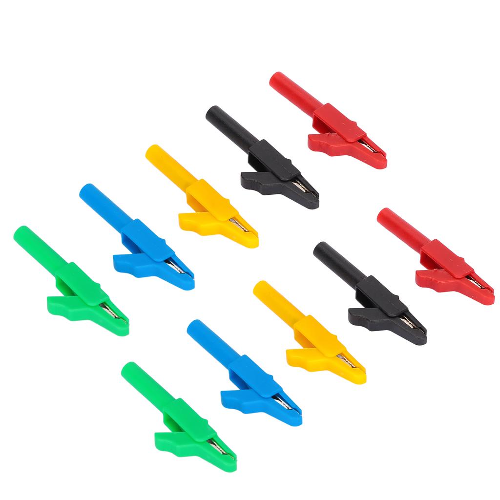 10pcs Heavy Duty Electrical Test Clamp Insulated Safety Clip with 4mm Banana Jack Socket for Car