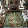 Green Floral Bohemian Area Rug, Multicolor Pattern Non-Slip Carpet, Cozy Living Room Mat for Natural Home Decor