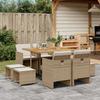 Vidaxl 9-Cz. Garden Furniture Set With Cushions, Beige, Poly Rattan