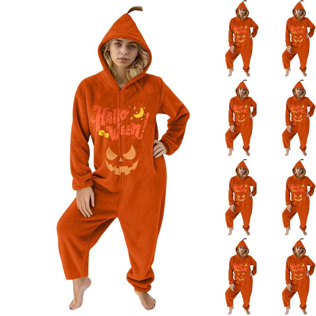 Women's Halloween Printed Flannel Pajama Set