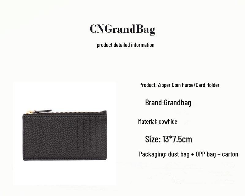 Women's Japanese Korean Style Multi-Card Cowhide ID Holder with Zipper Coin Purse