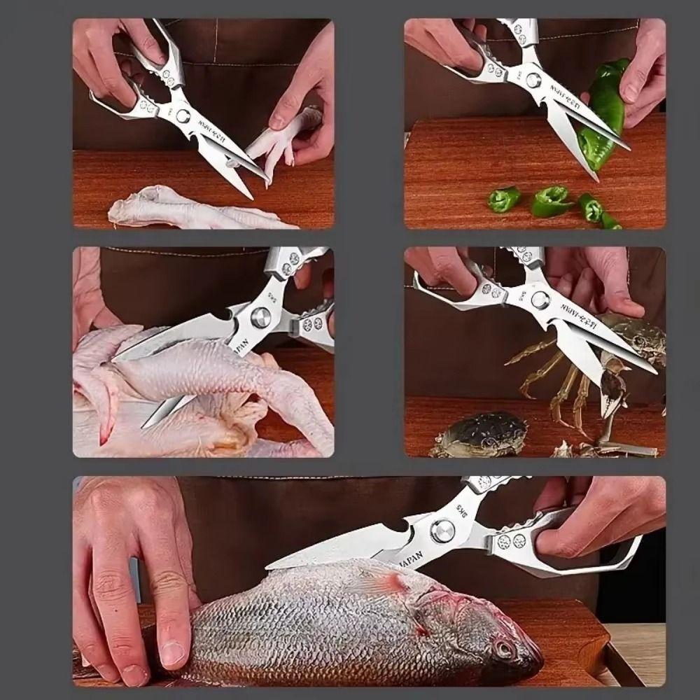 Stainless Steel Chicken Bone Scissors Multifunctional Design Professional Use Food Box Cutter Fish Scale Scraper for Home Use
