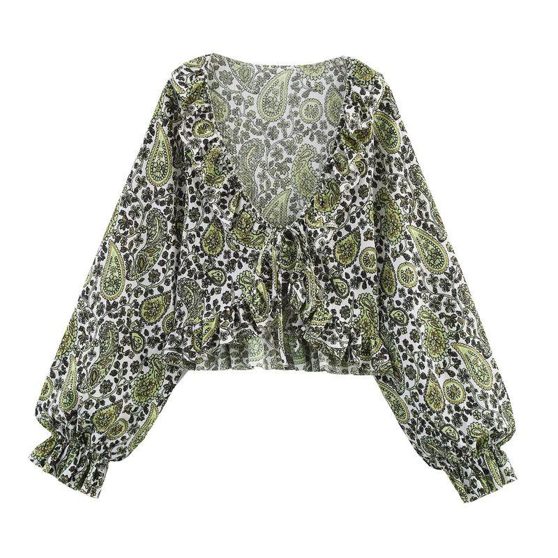 

Kaslead New Arrival Women s Clothing Fashion Style Fashion Minimalist Laminated Decoration V Neck Tops 5584142 Green L