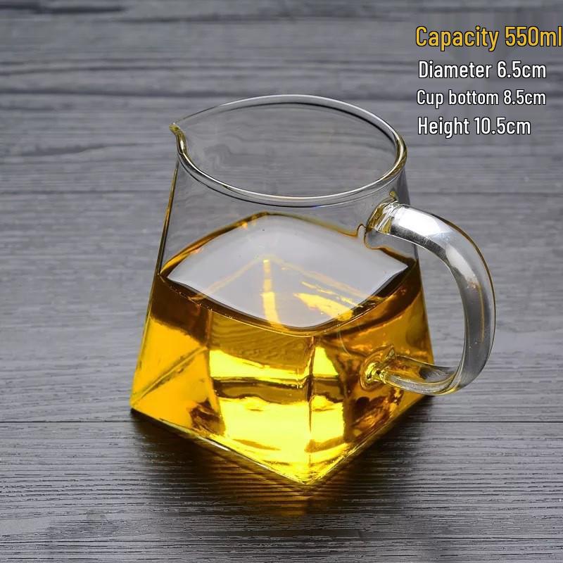 Square Glass Teapot Set with Stainless Steel Filter - Kung Fu Style Tea Dispenser and Fairness Cup for Household Use.