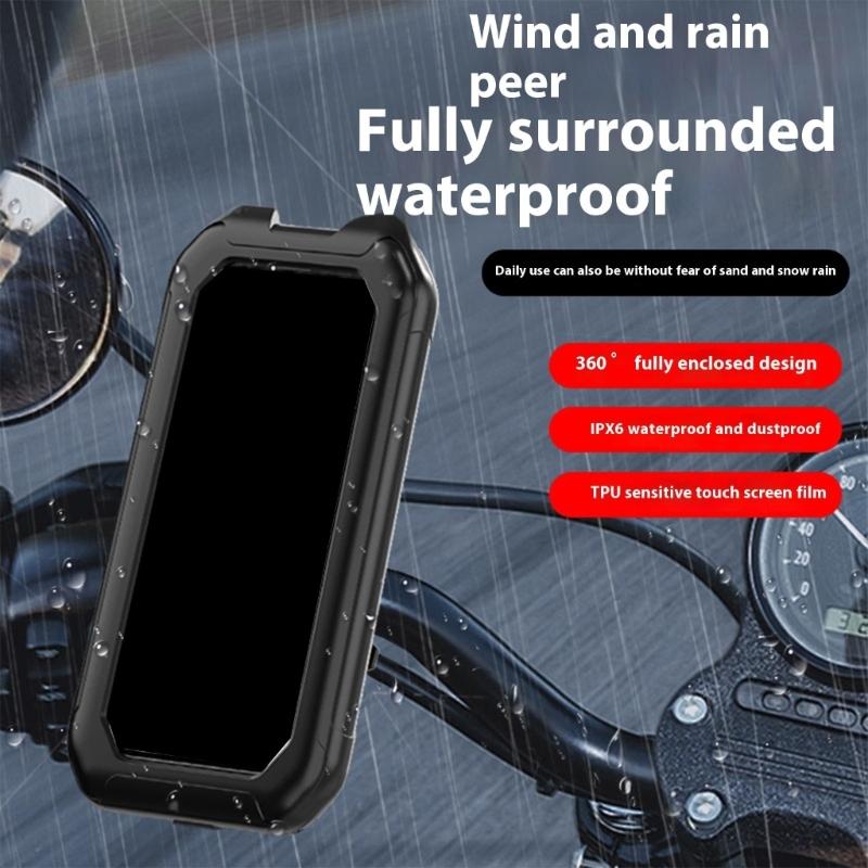 Phone Mount Waterproof, Motorcycle Phone Mount Handlebar Mount Base & Touching Screen, 360 Rotation Phone Holder