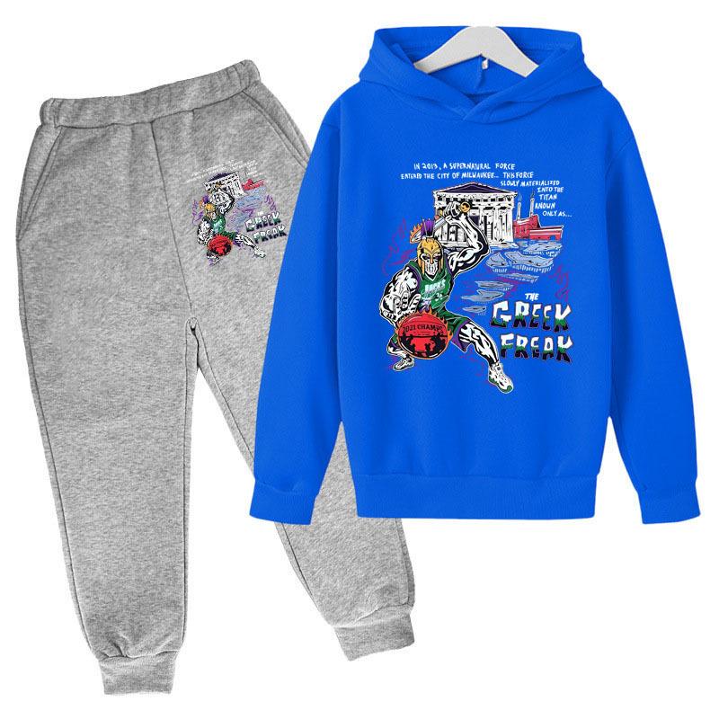 Autumn Winter Milwaukee Bucks "The Greek Freak" Supernatural Printed Hoodies Sweatpants Set Casual Warm Sports Long Sleeved Pants Men's Sport Wear