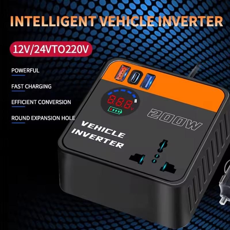Universal 12V 24V To 110V 220V Electricity Vehicle Power Inverter With LCD Display And Two USB Charging Ports