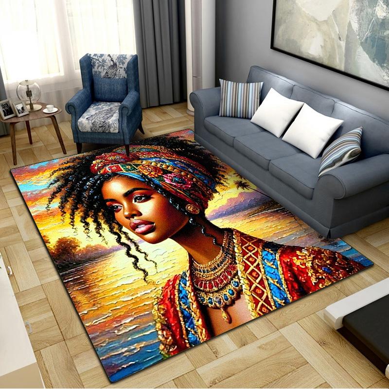 African Women Carpet Rug for Living Room Bedroom Home Sofa Decoration,Kids play Non-slip Floor Mat