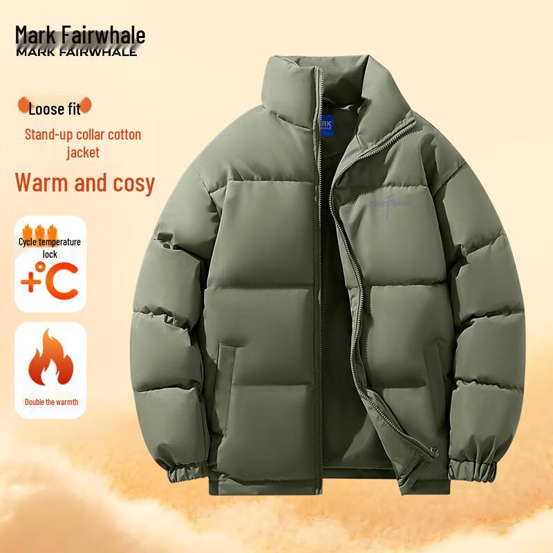 MARK FAIRWHALE Men s Letter Print Stand Collar Puffer Jacket XL