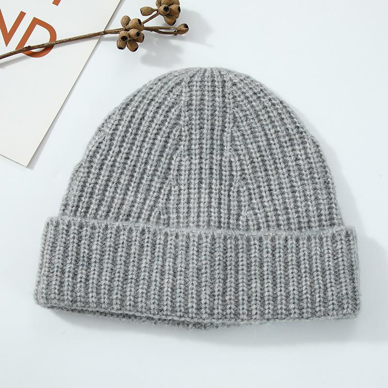 Outdoor Versatile Leisure Simple Solid Color Warm Including Wool Wool Knitted Hat Children Autumn and Winter Men's Cold Hat Tide