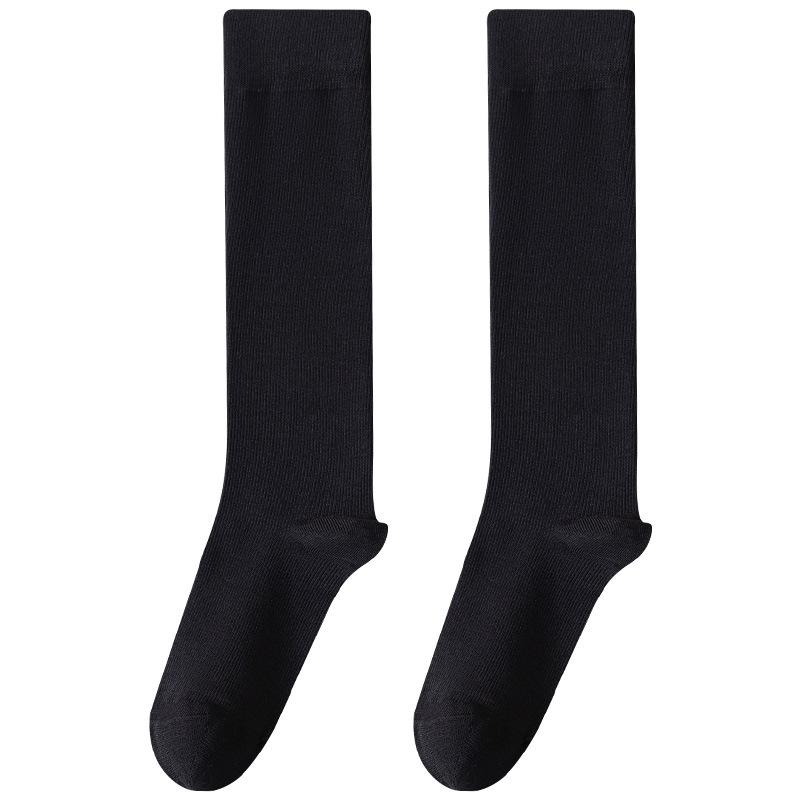 Women's Black Over-the-Knee Compression Socks - Pure Cotton, Autumn/Winter Style
