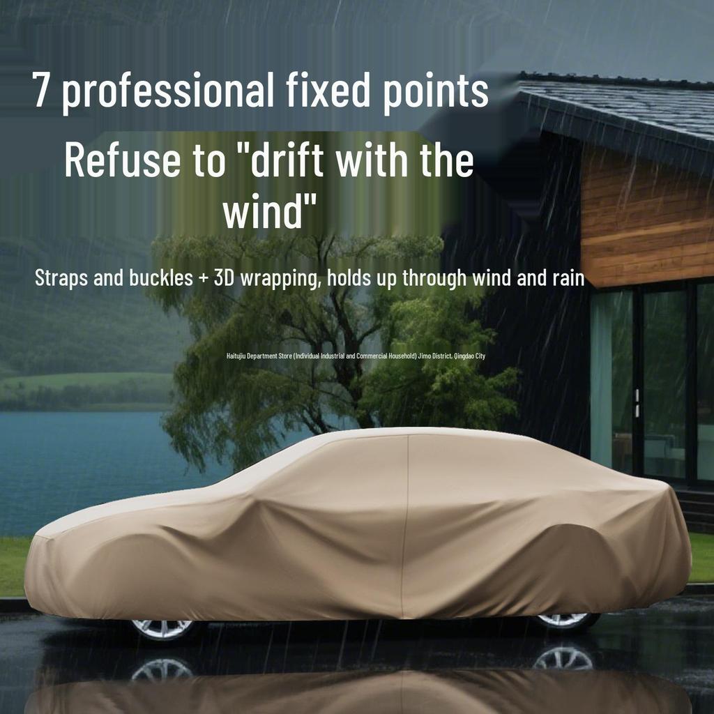 Universal All-Season Oxford Cloth Car Cover: Sun, Rain & Dust Protection with Heat Insulation & Sun Shade