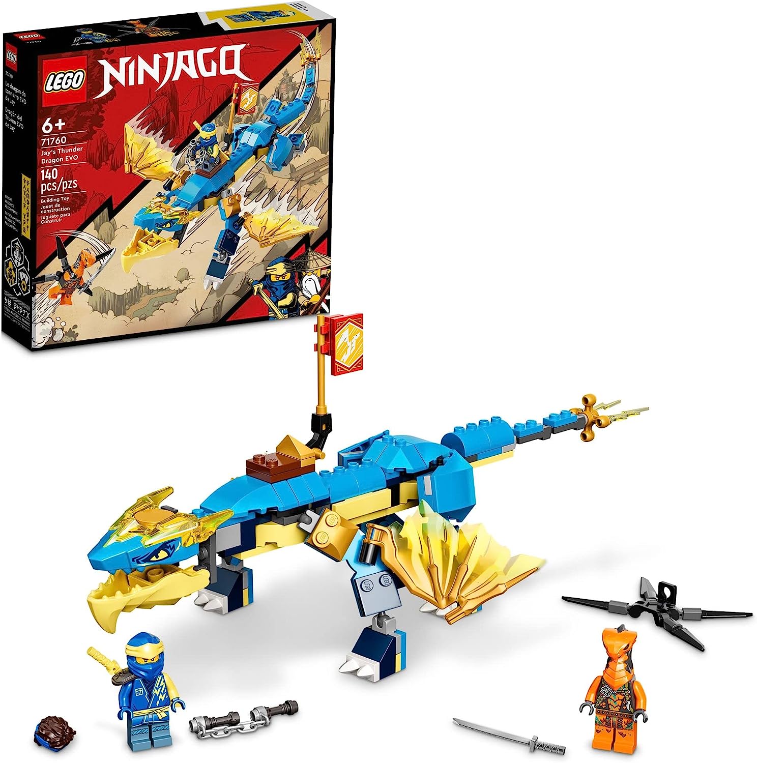 

LEGO Ninjago Jay’s Thunder Dragon EVO 71760 Набор строительных игрушек для детей, мальчиков и девочек в возрасте от 6 лет (140 штук)