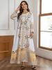 ZD025 Stylish Muslim Women's Beaded Print Robe Dress