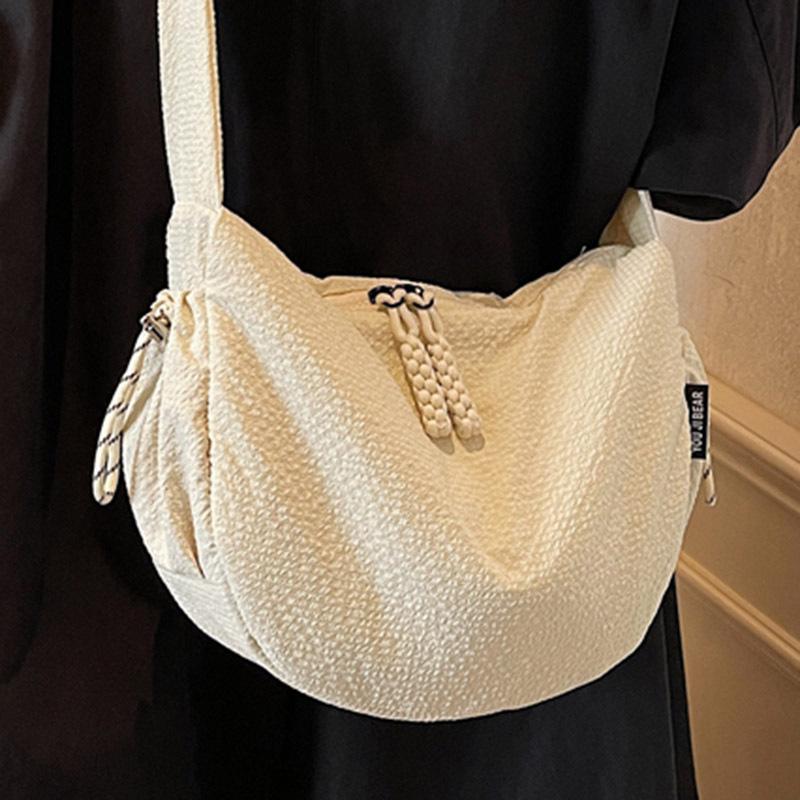 Japanese Style Casual Cloth Bag Crossbody Bag Female College Students Commuting To Class, Large Capacity Simple Dumpling Bag