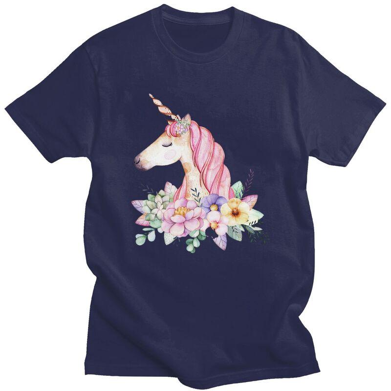 Custom Cute Cartoon Unicorn T Shirt for Men 100 Cotton Tshirt Tees Tshirt