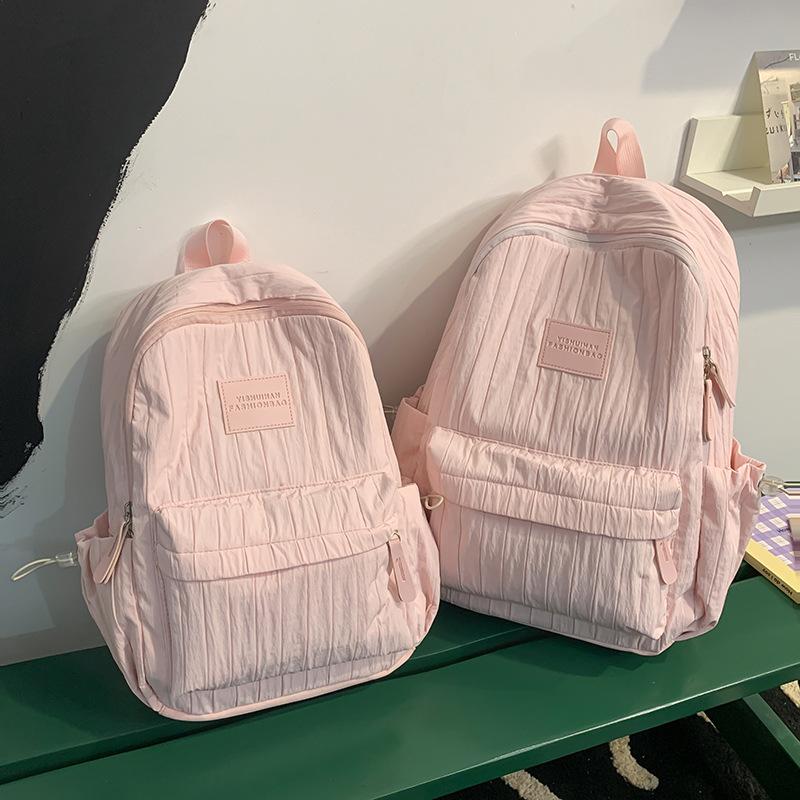Schoolbag Solid Color Backpack 1011 New Junior High School Girls High School College Students School Bag Women Travel Lightweight Small Backpack