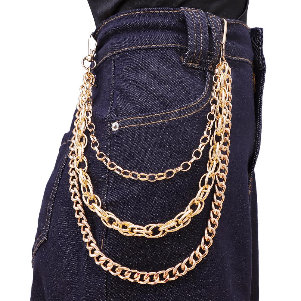 Унисекс Панк Стиль Многослойная Металлическая Цепь на Талию для Джинсов