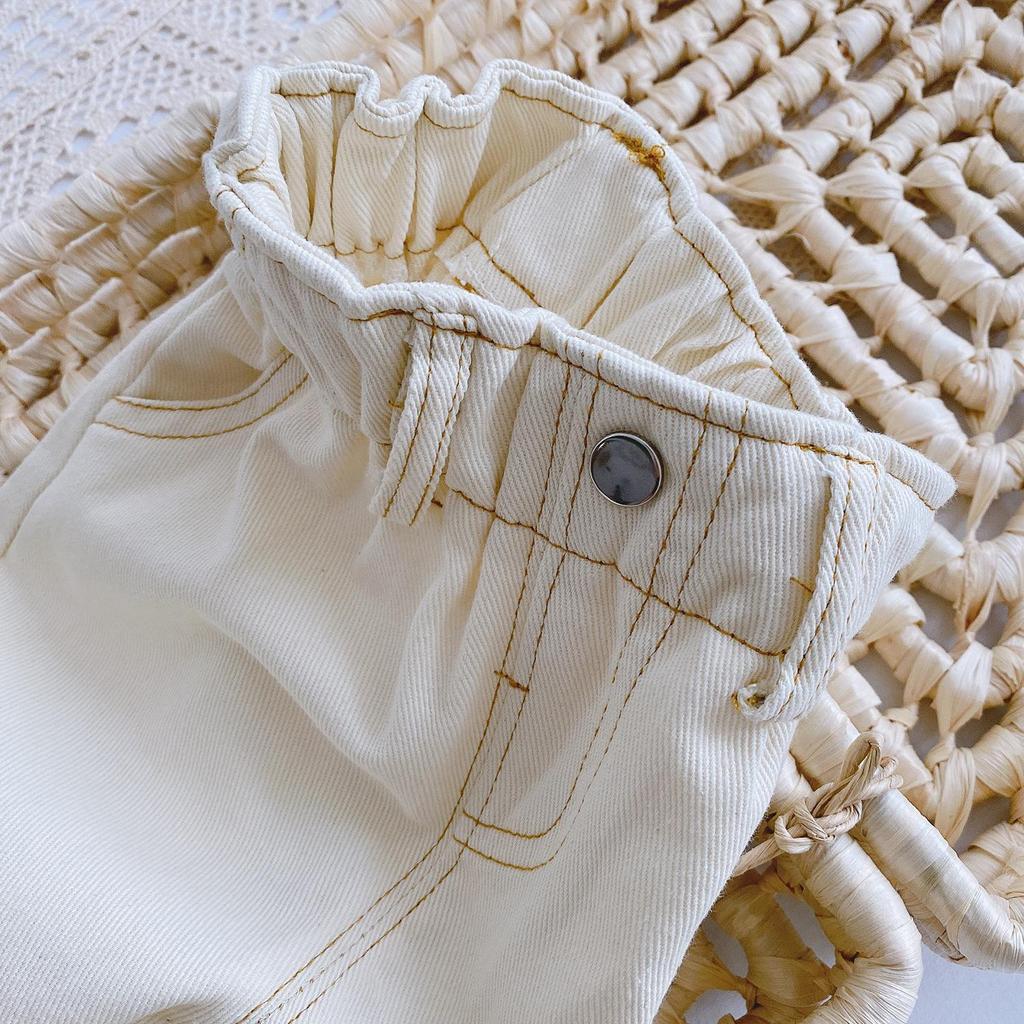 Abbigliamento per Bambini Pantaloni da Neonato, Puro Cotone, Jeans Blu e Bianchi, Adatti a Pantaloni Alla Moda e Versatili per Neonati dai 6 ai 36 Mesi