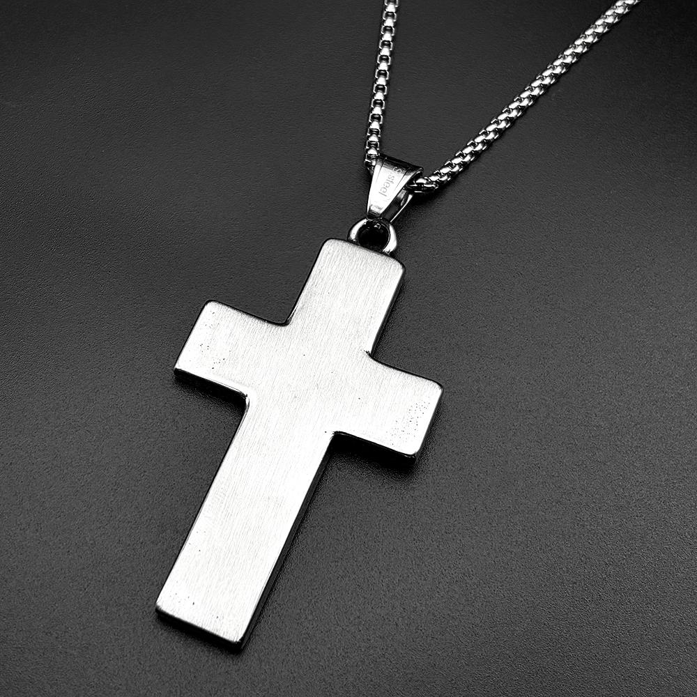 Collares Colgantes Cruz Salvador Crucifijo de Jesucristo Cristiano de Acero Inoxidable para Hombres Mujeres Color Plata Cadena Vintage Joyería Regalo