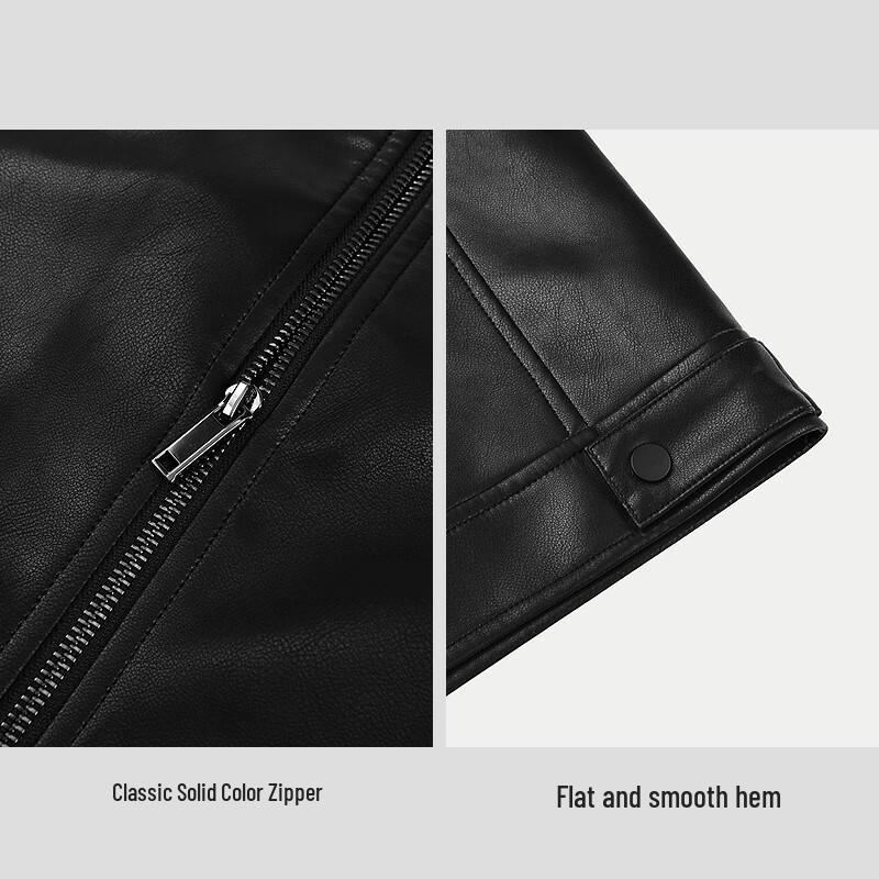 HLA Herren einfarbige PU-Jacke mit Stehkragen