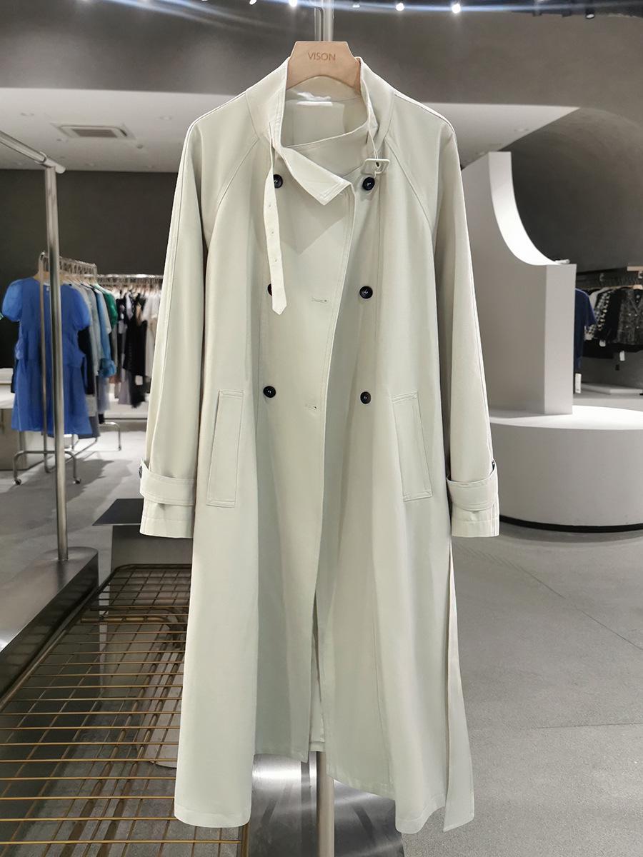 

Бежевый женский тренч оверсайз класса люкс - Модный плащ весна/осень 2025 One Size бежевый