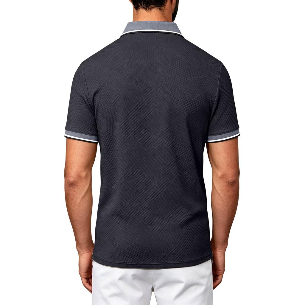 Men’s Slim Fit Polo Shirt Short Sleeve Casual Turn Down Collar Button Front Lightweight Top