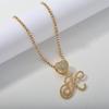 26 Flower Letter Necklace: Hip Hop Heart Pendant with Full Diamond Inlaid Tennis Chain for Women
