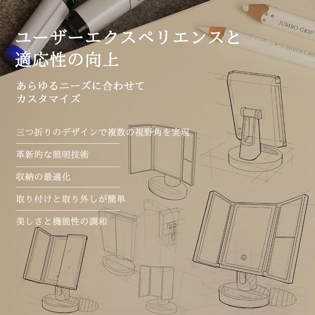 Auxmir Actress Magnifying Tabletop Mirror with 68 Three 2000mAh High Touch Adjustable Storage USB White Mirror, LEDs, 5/10x Magnification, Colors,