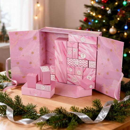 Vánoční prázdný adventní kalendář 2025 24 dní DIY plnitelné vánoční odpočítávací dárkové krabičky pro balení dárků vánoční dekorace