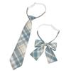 Unisex JK Collar Plaid Bowknot Flower Set - Polyester Cotton Student Uniform Accessory