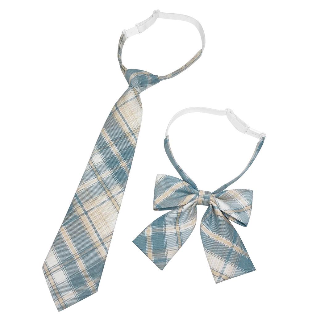 Unisex JK Collar Plaid Bowknot Flower Set - Polyester Cotton Student Uniform Accessory
