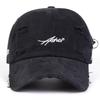Men Asher Letter Embroidered Vintage Holes Baseball Cap Outdoor Adjustable Sunscreen Leisure Hat Spring Autumn Travel Tourism Beach Vacation