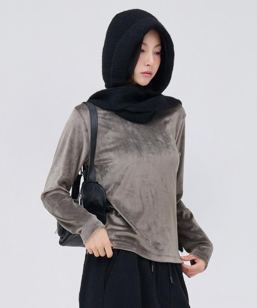 CHASECULT Women'S Velour Turtleneck T-Shirt - Khaki