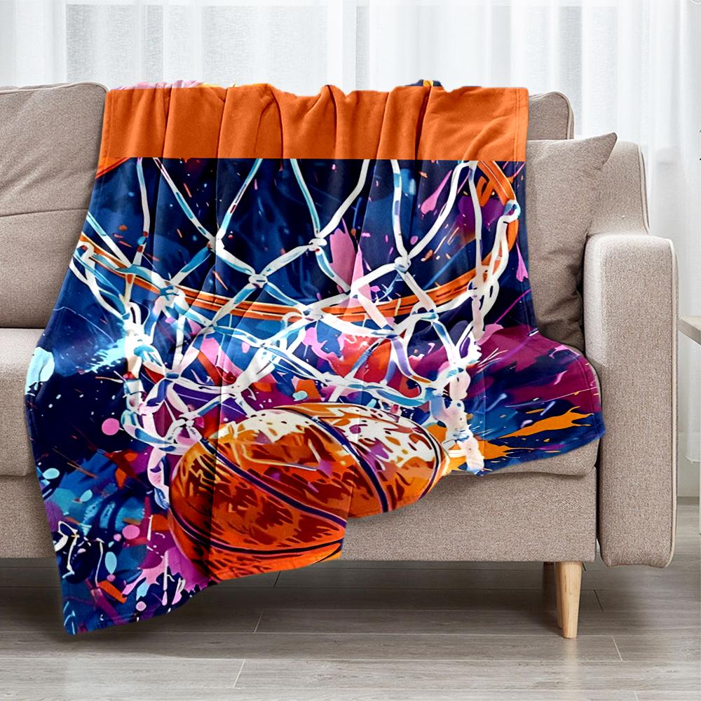 basketball Theme Printed Blanket - Perfect for Couch, Bed, Travel & Outdoor Use | Machine Washable, Cozy & Durable.