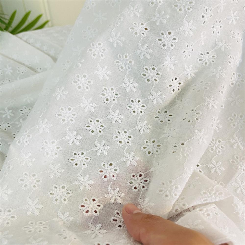 Embroidery Lace 100% Cotton Fabric Water Soluble Hollow Small Flower For Sewing Dress Clothes DIY Handmade Crafting By Half Yard