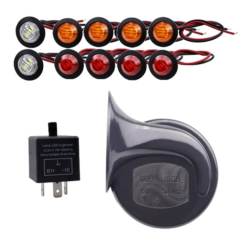 Sada blinkrů pro ATV UTV Univerzální blinkrové světlo s páčkou blinkrů na sloupku 60D Klakson LED sada blikačů