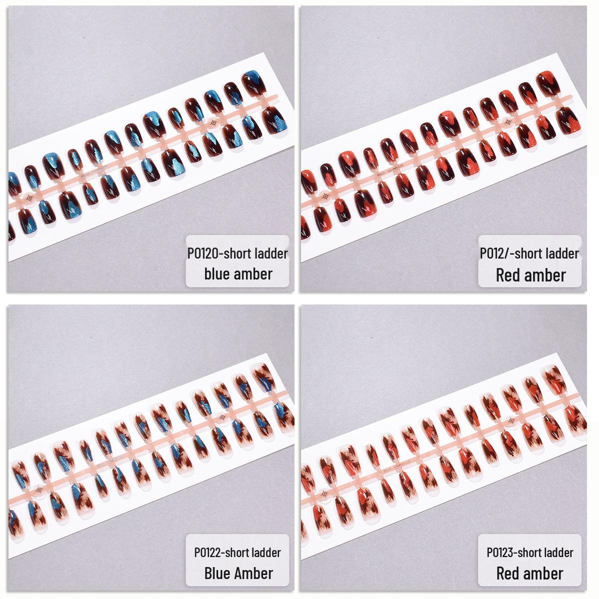 

Amber Red and Blue Cat Eye Wearable False Nails - Autumn/Winter Collection (XS/S/M)