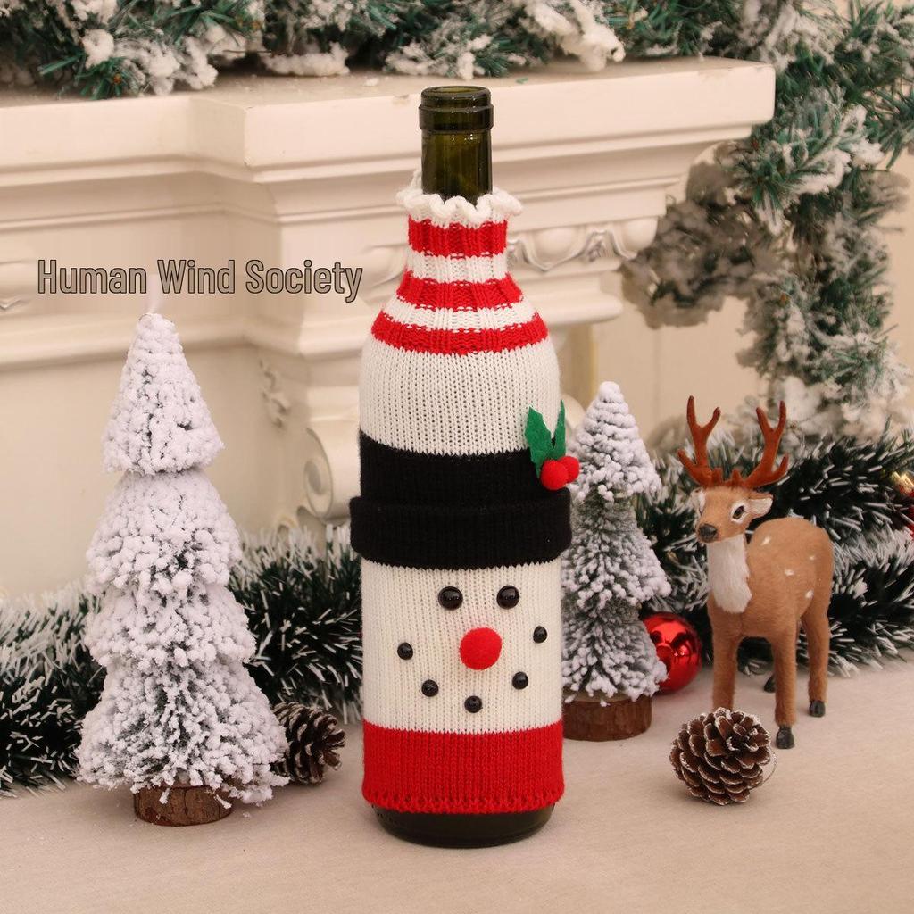 Knitted Wool Wine Bottle Cover for Christmas Decoration In Restaurants and Hotels