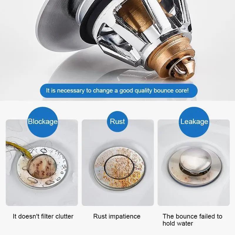 Bullet Core Push Type Stainless Steel Deodorant Plug Bathroom Basin Sink Pop Up Drain Stopper Kitchen Bathroom Faucet Accessorie