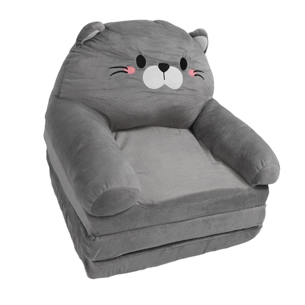 Kids Couch Toddler Chair Plush Cute Cat Fold Out Floor Seating Cushion Armrest Sofa Bed for Napping