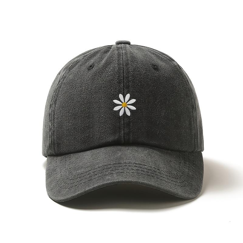 Little Daisy Embroidered Baseball Cap Adjustable Unique Design Hat Various Styles Breathable and Comfortable Simple and El